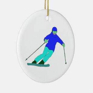 Skier Snow Skiing Ceramic Tree Decoration
