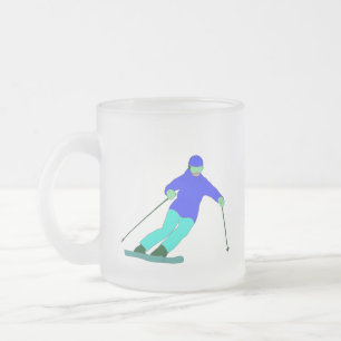 Skier Snow Skiing  Frosted Glass Coffee Mug