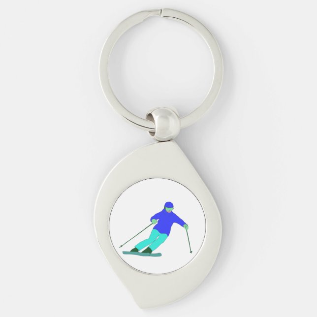 Skier Snow Skiing  Key Ring (Front)