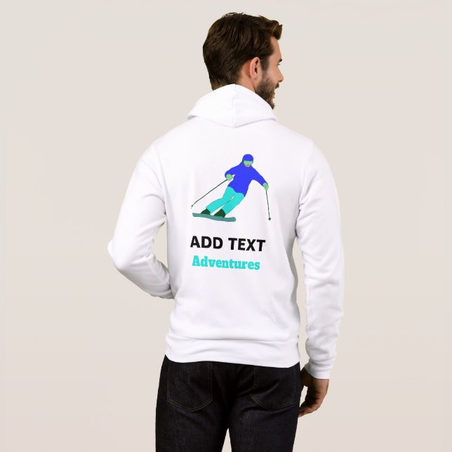 Skier Snow Skiing Personalised Hoodie (Back Full)