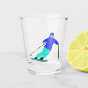 Skier Snow Skiing   Shot Glass