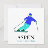 Skier Snow Skiing Ski Party Aspen Custom Text