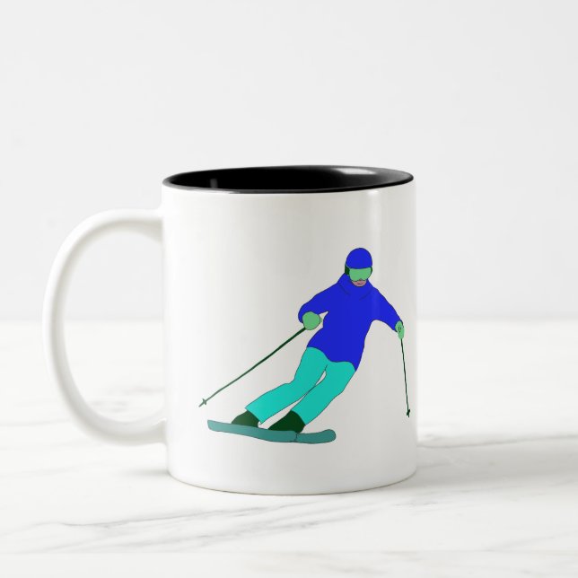 Skier Snow Skiing  Two-Tone Coffee Mug (Left)