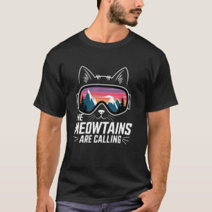Skier Snowboard Cat Winter Mountain Skier For Men T-Shirt
