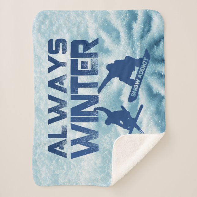 Skier & Snowboarder Throw Blanket (Front)