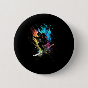 Skier Splash Art Freestyle Skiing Skiing Retro Ski 6 Cm Round Badge
