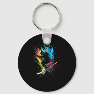 Skier Splash Art Freestyle Skiing Skiing Retro Ski Key Ring