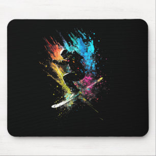 Skier Splash Art Freestyle Skiing Skiing Retro Ski Mouse Mat