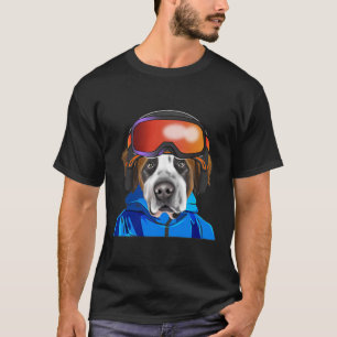 Skier St. Bernard Snowboarding Pocket  T-Shirt