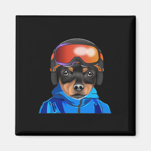 Skier Toy Fox Terrier Snowboarding Pocket Magnet