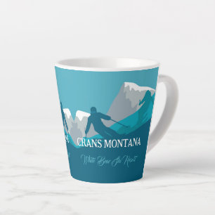 Skiers Alpine Skiing Montana Custom Text Latte Mug