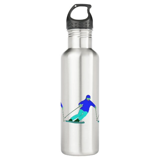 Skiers Downhill Skiing  710 Ml Water Bottle (Front)
