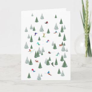 Skiers Downhill Skiing Card
