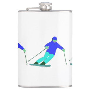 Skiers Downhill Skiing  Hip Flask