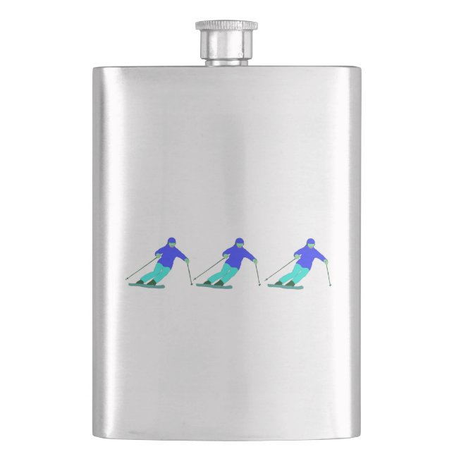 Skiers Downhill Skiing  Hip Flask (Front)