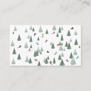 Skiers Downhill Skiing Illustration  Enclosure Card