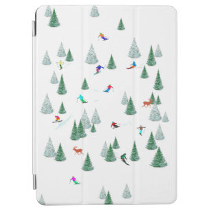 Skiers Downhill Skiing Illustration   iPad Air Cover