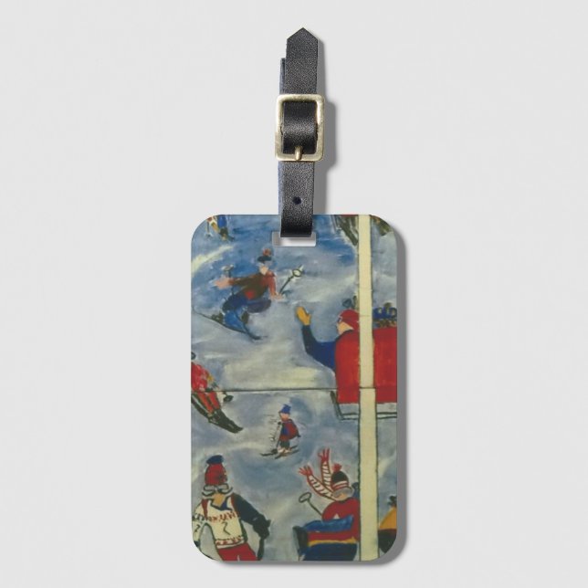 Skiers Luggage Tag (Front Vertical)