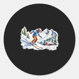 Skiers Men Still Go Skiing In Their Seventies Birt Classic Round Sticker