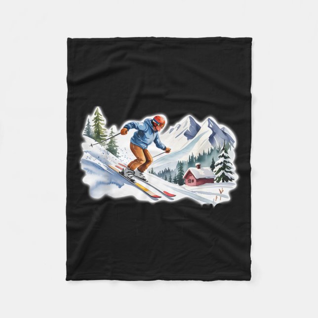 Skiers Men Still Go Skiing In Their Seventies Birt Fleece Blanket (Front)