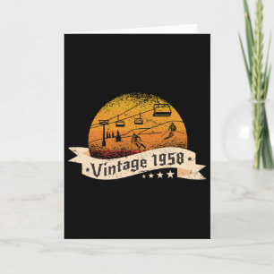 Skiers Skier Skilift Vintage Born 1958 Birthday Sk Card