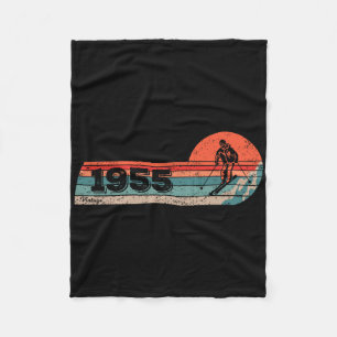 Skiers Skier Vintage Born 1955 Birthday Skiing Ski Fleece Blanket