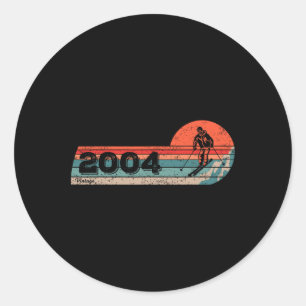 Skiers Skier Vintage Born 2004 Birthday Skiing Ski Classic Round Sticker