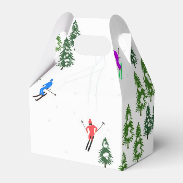 Skiers Skiing Illustration Ski Xmas Christmas  Favour Box (Back Side)