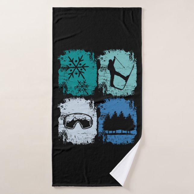 Skiers Skiing Winter Sports  Bath Towel (Bath Towel)