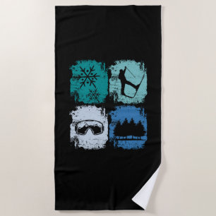 Skiers Skiing Winter Sports Beach Towel