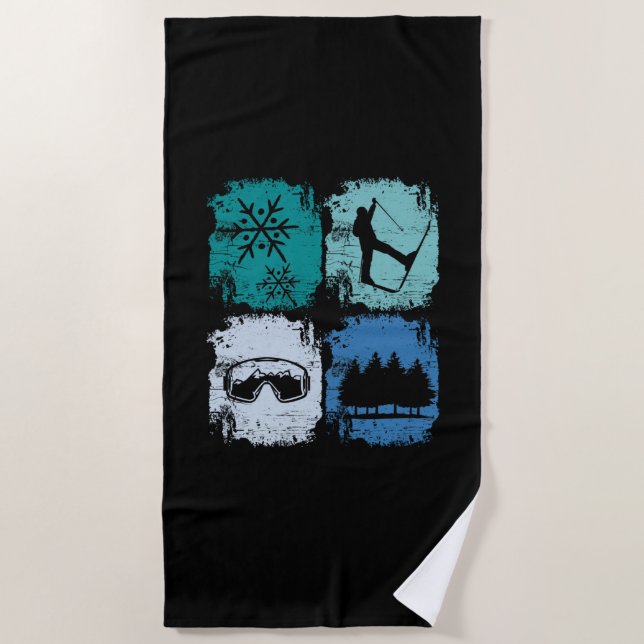 Skiers Skiing Winter Sports  Beach Towel (Front)