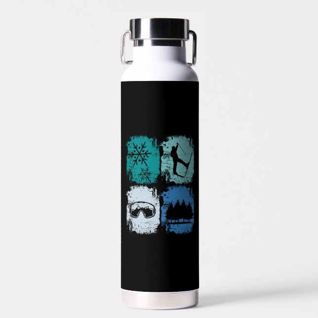 Skiers Skiing Winter Sports  Water Bottle (Front)