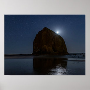 Skies Above Haystack Rock   Cannon Beach, Oregon Poster