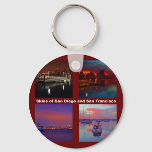 Skies of San Diego and San Francisco Key Ring