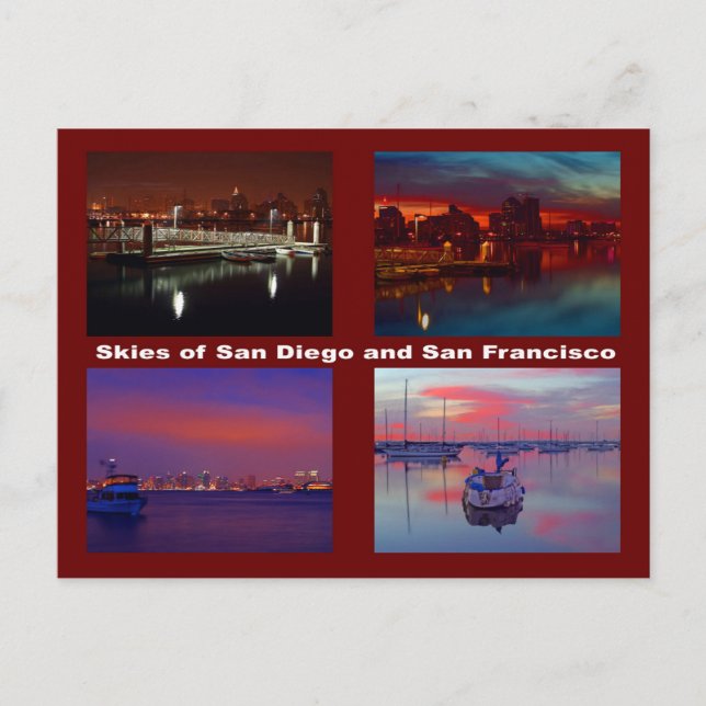 Skies of San Diego and San Francisco Postcard (Front)