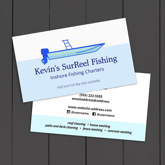 Skiff Fishing Boat Charter Business Card (Creator Uploaded)
