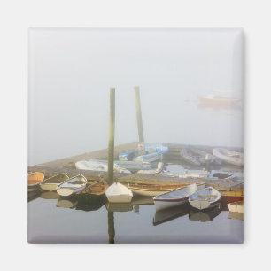 Skiffs and morning fog in Southwest Harbour, Magnet