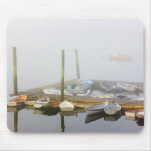 Skiffs and morning fog in Southwest Harbour, Mouse Mat