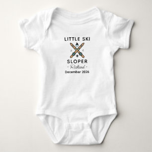 Skiier Baby Shower Little Ski Sloper - Skiing Bodysuit