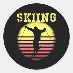 Skiing1 classic round sticker
