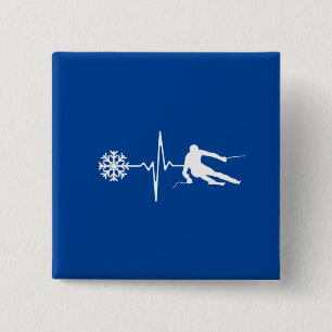 Skiing 15 Cm Square Badge
