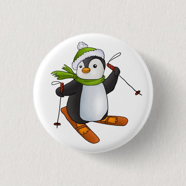 Skiing 3 Cm Round Badge (Front)