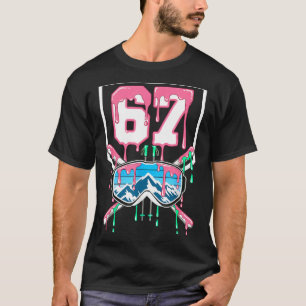 Skiing 67 Six Seven Funny Dripping Goggles Mountai T-Shirt