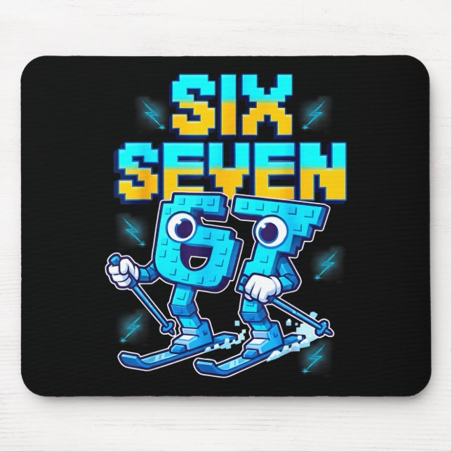 Skiing 67 Six Seven Meme Brainrot Funny 6 7 Kids S Mouse Mat (Front)