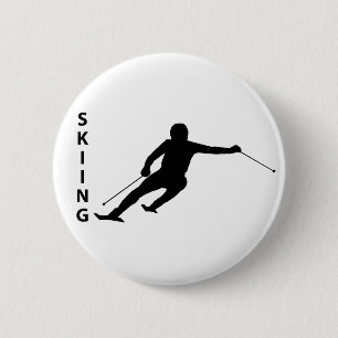 Skiing 6 Cm Round Badge