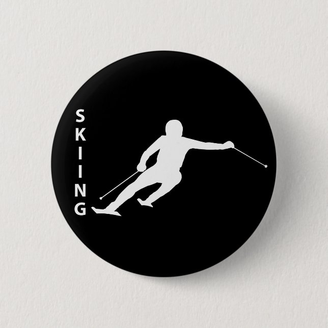 Skiing 6 Cm Round Badge (Front)