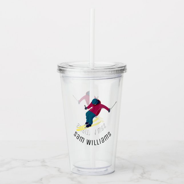 Skiing Acrylic Tumbler (Front)