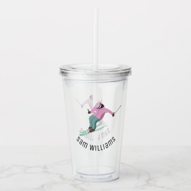 Skiing Acrylic Tumbler (Front)