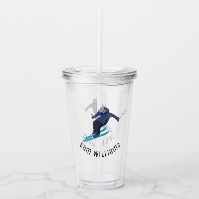 Skiing Acrylic Tumbler (Front)