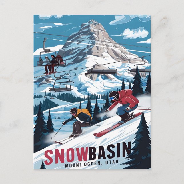 Skiing Adventure at Snowbasin, Utah Postcard (Front)